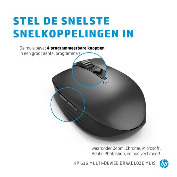 HP 635 Multi-Device Mus Ambidextrous RF trådlös + Bluetooth 1200 DPI