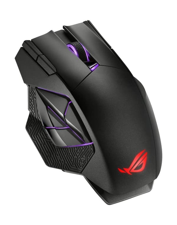 ASUS ROG Spatha X - Mus - Högerhänt - optisk - 12 knappar - trådlös, trådbunden - USB, 2,4 GHz - svart