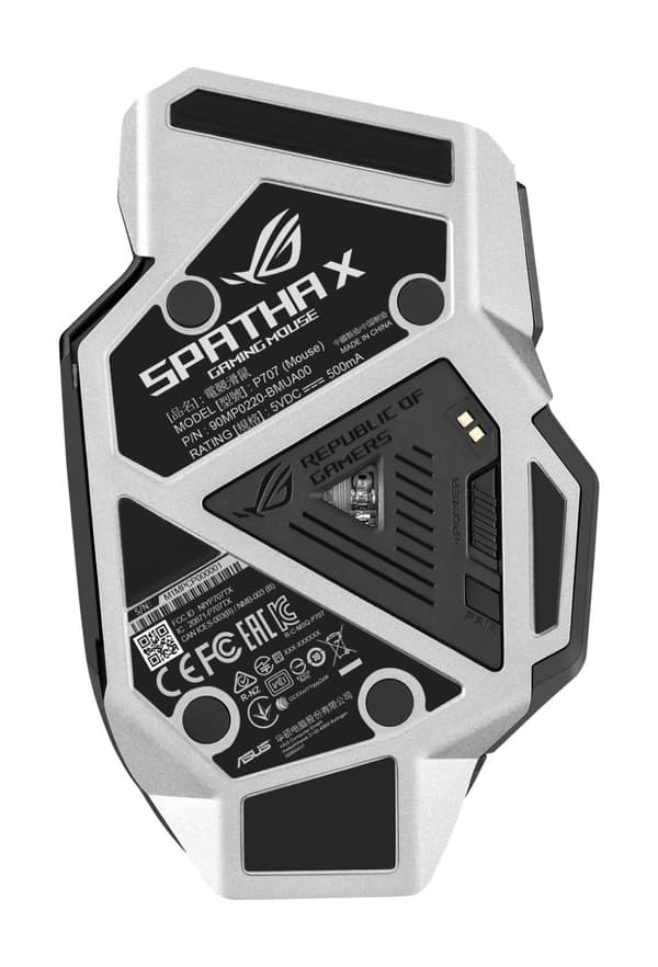 ASUS ROG Spatha X - Mus - Högerhänt - optisk - 12 knappar - trådlös, trådbunden - USB, 2,4 GHz - svart