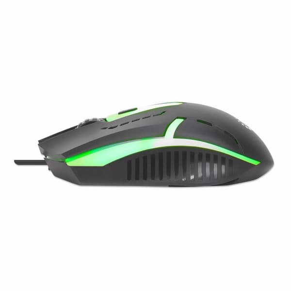 MANHATTAN RGB LED Optisk USB-A gaming mus Kablet fire knapper plus rullehjul 1500 DPI Ambidextrous LED-belysning 1,2 m kabel sort (190206)