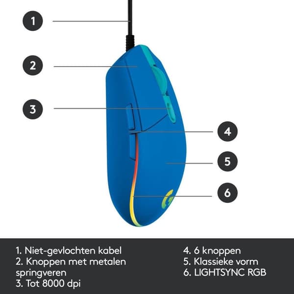 Logitech G203 LIGHTSYNC pelihiiri RGB-valolla - sininen