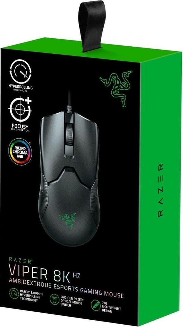 Razer Viper 8KHz kaksipuolinen pelihiiri - 20 000 DPI - musta