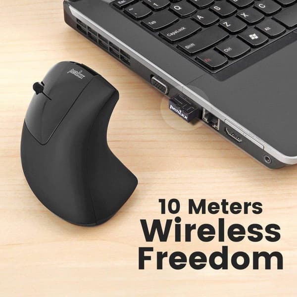 Perixx Perimice-713L Ergonomisk mus USB Optisk Svart 5 nycklar 2000 dpi Ergonomisk