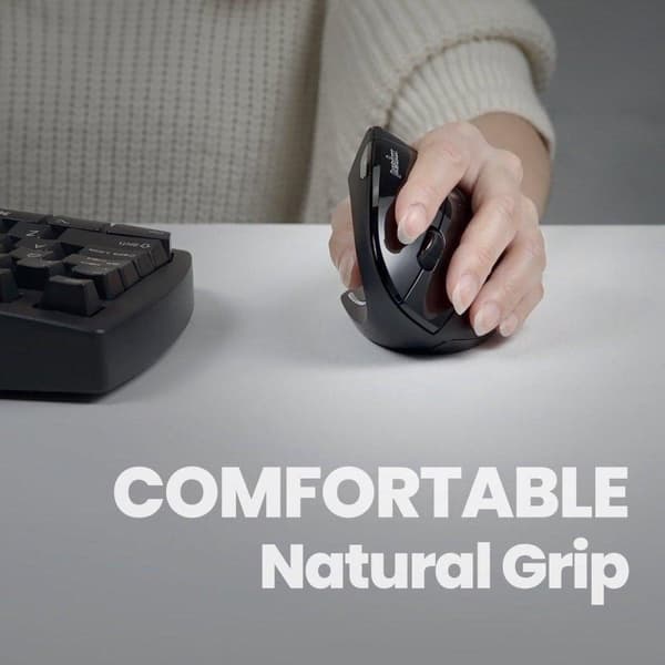 Perixx Perimice-713L Ergonomisk mus USB Optisk Svart 5 nycklar 2000 dpi Ergonomisk