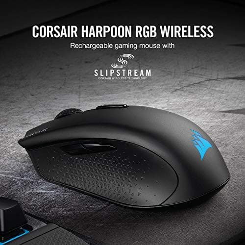 Corsair Harpoon langaton RGB ladattava optinen pelihiiri (slipstream-tekniikalla, 10 000 DPI optinen anturi) musta & MM100 pelihiirimatto (keskikokoin