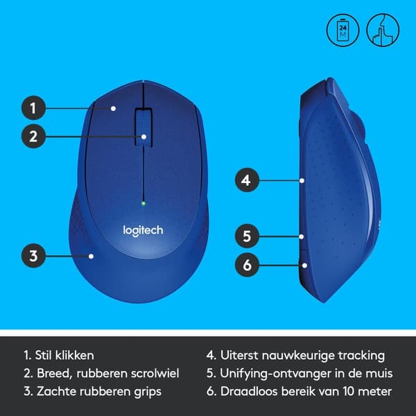 Logitech M330 - Silent Plus trådlös mus - Blå