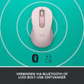 Miniatyrbild 4 av 7: Logitech Signature M650 - Mus - optisk - 5 knappar - trådlös - Bluetooth, 2,4 GHz - Logitech Logi Bolt USB-mottagare - rosa (910-006254)
