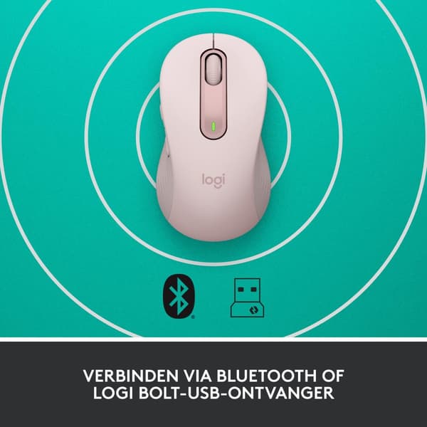 Logitech Signature M650 - Mus - optisk - 5 knappar - trådlös - Bluetooth, 2,4 GHz - Logitech Logi Bolt USB-mottagare - rosa (910-006254)