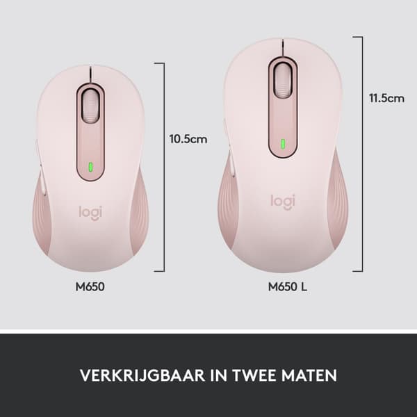 Logitech Signature M650 - Mus - optisk - 5 knappar - trådlös - Bluetooth, 2,4 GHz - Logitech Logi Bolt USB-mottagare - rosa (910-006254)
