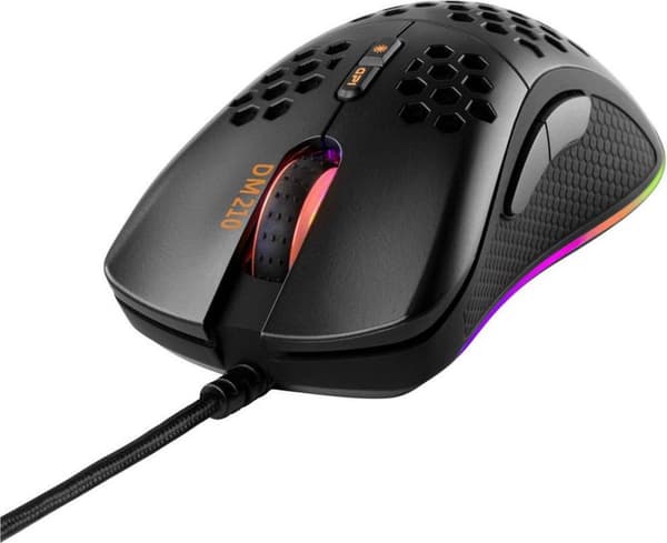 DELTACO GAMING GAM-108 Ultrakevyt pelihiiri - 7 painiketta - 6400 DPI - Kumitetut sivukahvat - RGB/musta