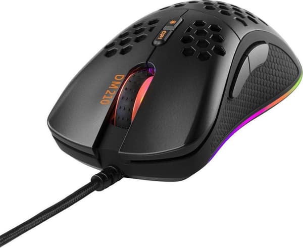 DELTACO GAMING GAM-108 Ultrakevyt pelihiiri - 7 painiketta - 6400 DPI - Kumitetut sivukahvat - RGB/musta musta
