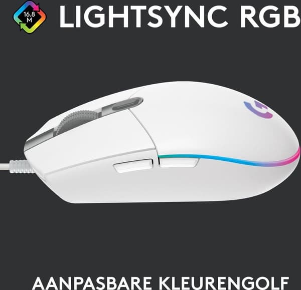 Logitech G203 LIGHTSYNC pelihiiri RGB-valolla - valkoinen