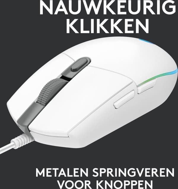 Logitech G203 LIGHTSYNC pelihiiri RGB-valolla - valkoinen