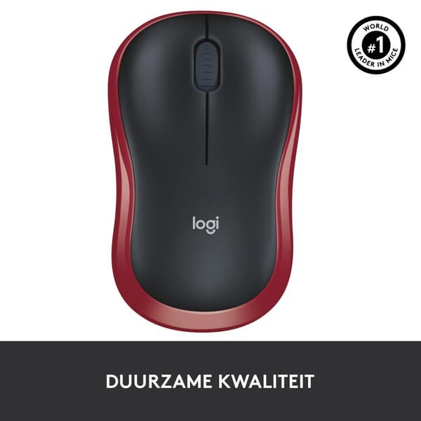 Logitech M185 - Trådløs mus - Sort med rød kant