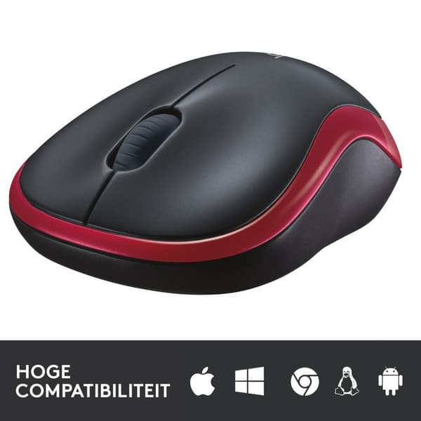 Logitech M185 - Trådløs mus - Sort med rød kant