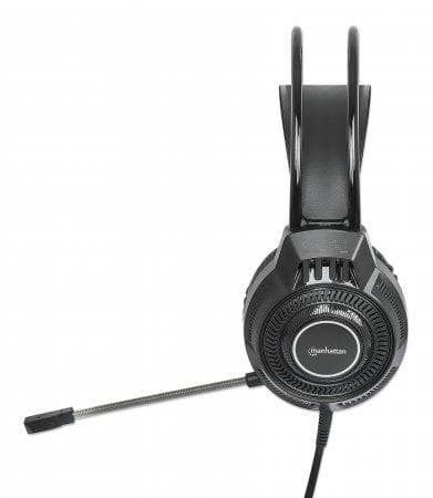MANHATTAN RGB LED Over-Ear USB Gaming Headset Kabelanslutet, USB-A hane, Circumaural Design, Stereoljud, Justerbar mikrofon, Integrerad volymkontroll,