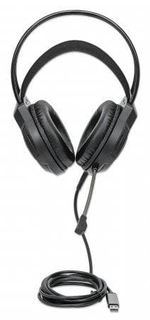 MANHATTAN RGB LED Over-Ear USB Gaming Headset Kabelanslutet, USB-A hane, Circumaural Design, Stereoljud, Justerbar mikrofon, Integrerad volymkontroll,