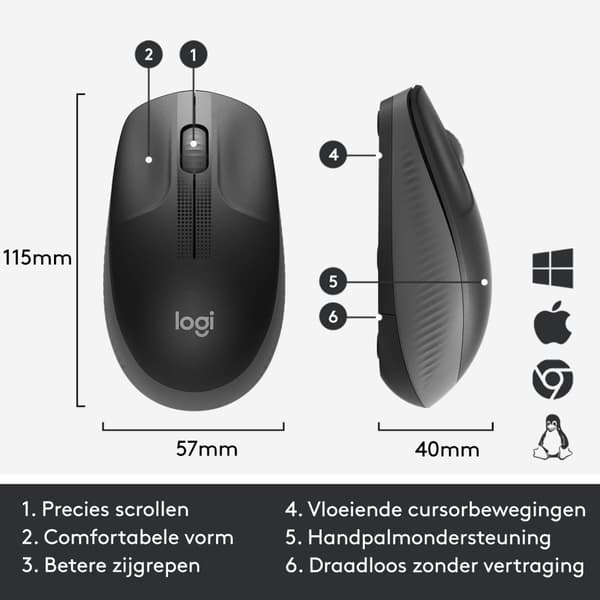 Logitech M190 - Trådlös mus / Grå
