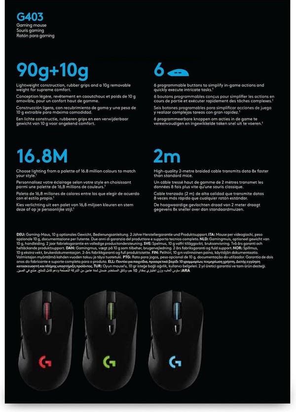 Logitech G403 HERO - Pelihiiri 25K DPI - Musta
