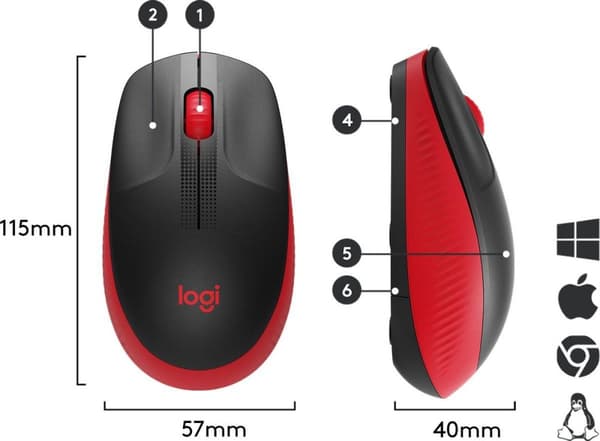 Logitech M190 mus RF Trådlös Optisk 1000 DPI Ambidextrous