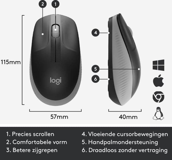 Logitech M190 mus RF Trådløs Optisk 1000 DPI Ambidextrous