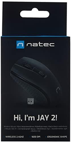 Natec trådlös optisk mus JAY 2 trådlös 2,4 GHz | 1600 DPI | svart Svart