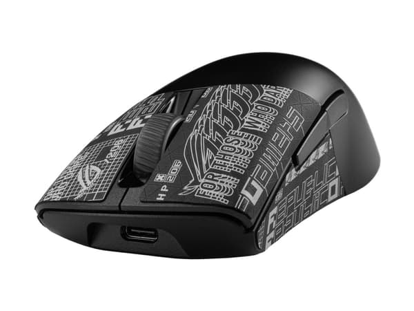 ASUS ROG Keris Wireless AimPoint - Mus - ergonomisk - høyrehendt - optisk - 5 knapper - trådløs, kablet - 2.4 GHz, USB 2.0, Bluetooth 5.1 - svart