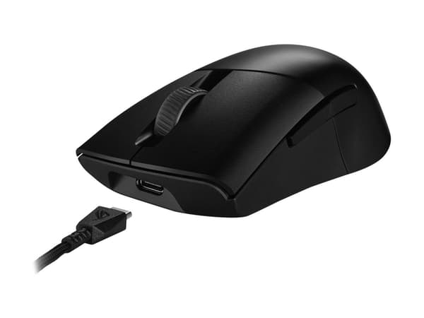 ASUS ROG Keris Wireless AimPoint - Mus - ergonomisk - høyrehendt - optisk - 5 knapper - trådløs, kablet - 2.4 GHz, USB 2.0, Bluetooth 5.1 - svart