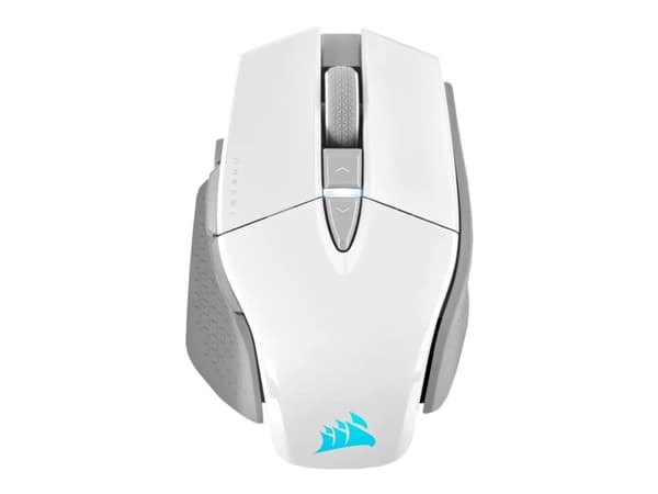 CORSAIR Gaming M65 RGB ULTRA WIRELESS - Mus - optisk - 8 knappar - trådlös, kabelansluten - Bluetooth, 2.4 GHz - trådlös USB-mottagare - vit Silver, Vit
