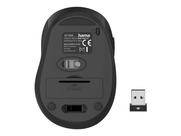 Hama MW-400 V2 - Mus - ergonomisk - høyrehendt - optisk - 6 knapper - trådløs - 2.4 GHz, RF - USB trådløs mottaker - gul
