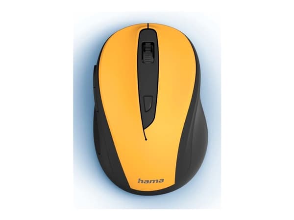 Hama MW-400 V2 - Mus - ergonomisk - høyrehendt - optisk - 6 knapper - trådløs - 2.4 GHz, RF - USB trådløs mottaker - gul