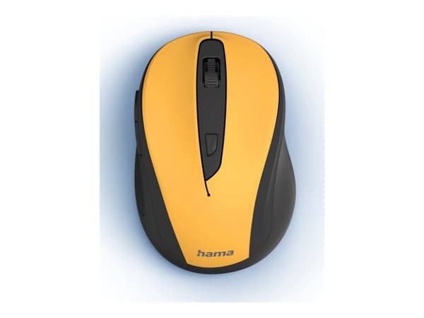 Hama MW-400 V2 - Mus - ergonomisk - høyrehendt - optisk - 6 knapper - trådløs - 2.4 GHz, RF - USB trådløs mottaker - gul