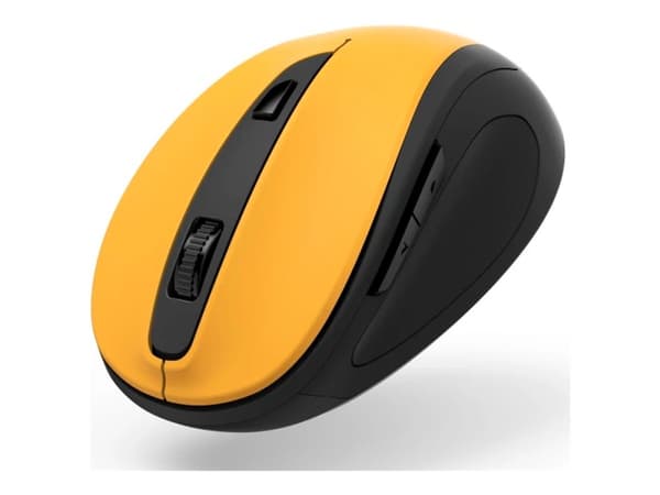 Hama MW-400 V2 - Mus - ergonomisk - høyrehendt - optisk - 6 knapper - trådløs - 2.4 GHz, RF - USB trådløs mottaker - gul