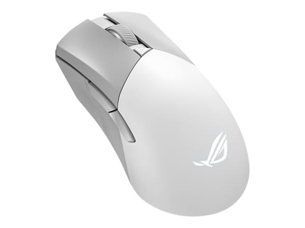 ASUS ROG Gladius III Wireless AimPoint - Mus - högerhänt - optisk - 6 knappar - trådlös, kabelansluten - USB, 2.4 GHz, Bluetooth 5.1 LE - månskensvit