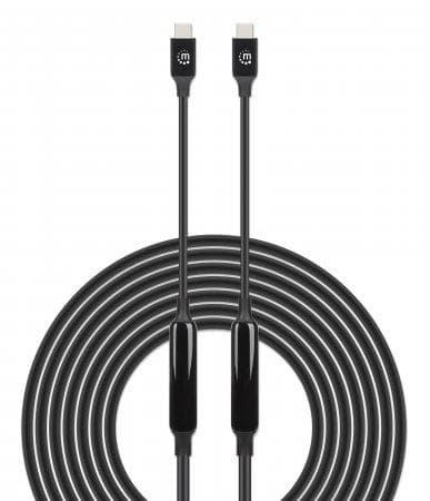 MANHATTAN USB 3.2 Gen 2 Active Type-C kabel USB-C han til USB-C han 5 m SuperSpeed+ USB 10 Gbit/s 60 W/3 A Guldbelagte kontakter Ideel til dockingstat