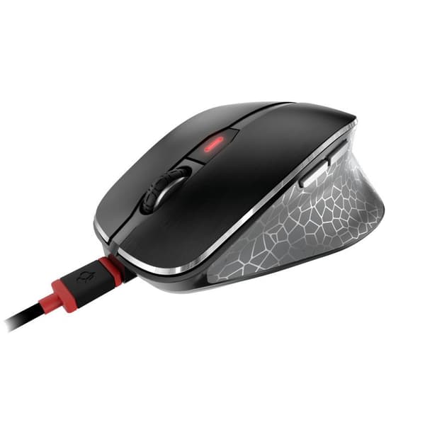 CHERRY JW-8600 MW 8C Ergo, trådlös och laddningsbar mus, val mellan Bluetooth® eller radioanslutning, kryptering med AES-128, svart