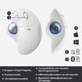 Miniatyrbillede 5 af 8: Logitech M575 ERGO trådløs trackballmus - råhvid