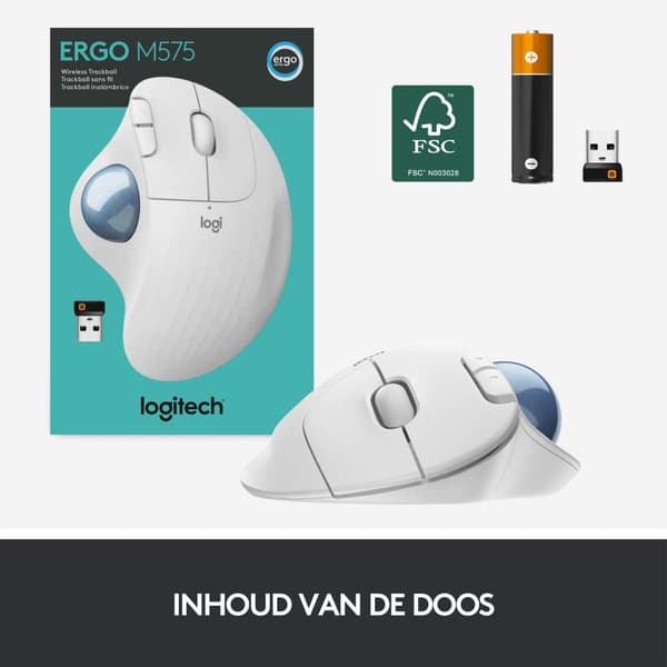 Logitech M575 ERGO trådløs trackballmus - råhvid