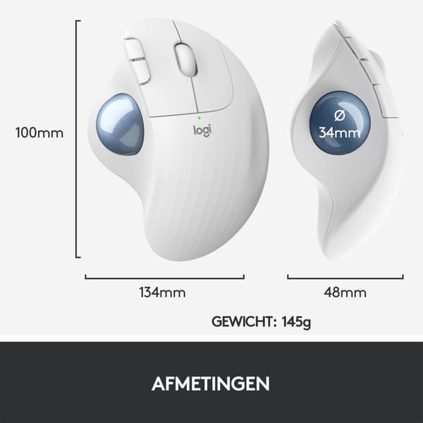 Logitech M575 ERGO trådløs trackballmus - råhvid