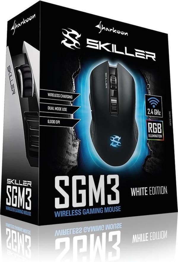 Sharkoon Skiller SGM3 Mus RF Trådlös+USB Type-A Optisk 6000 DPI högerhänt