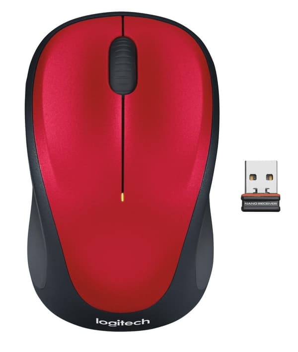 Logitech M235 - 2. generation - Mus - højre- og venstrehåndet - optisk - trådløs - 2,4 GHz - trådløs modtager (USB) - rød