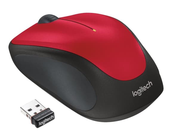 Logitech M235 - 2. generation - Mus - højre- og venstrehåndet - optisk - trådløs - 2,4 GHz - trådløs modtager (USB) - rød