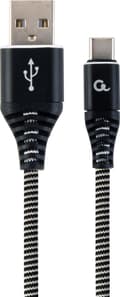 Miniatyrbild 1 av 3: Premium USB Type-C laddnings- och datakabel "bomull", 2 m, svart/vit