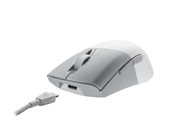 ASUS ROG Keris Wireless AimPoint, Oikeakätinen, Optinen, RF Wireless + Bluetooth + USB Type-C, 36000 DPI, Valkoinen