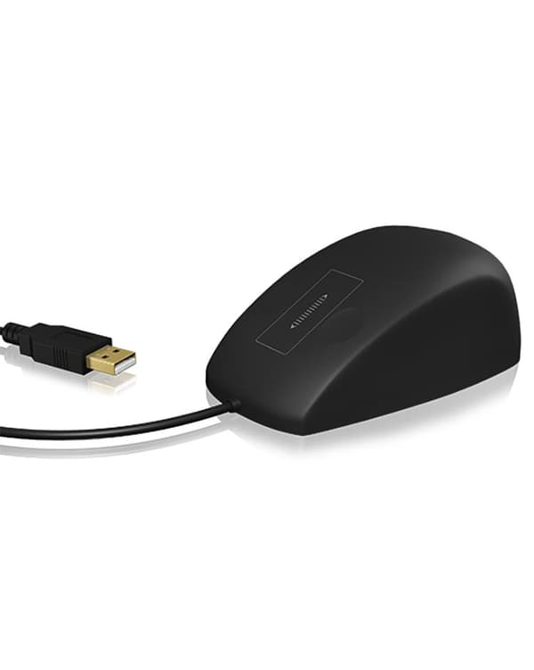 Keysonic KSM-5030M-B - Vattentät mus, USB, silikon, vattentät IP68, rullande med peksensor, svart (KSM-5030M-B) Svart