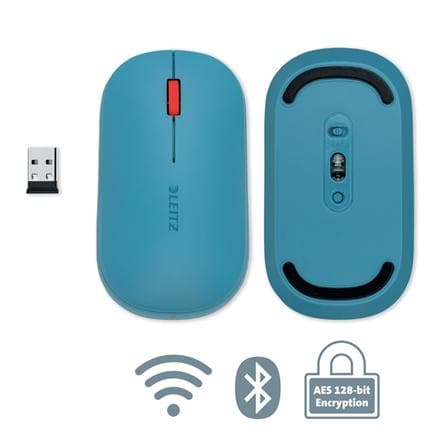 Leitz SureTrack trådlös Bluetooth-datormus - Bluetooth eller 2,4 GHz USB-A-dongelanslutning för Windows, Android och Apple - Inkluderar batteri - Varm