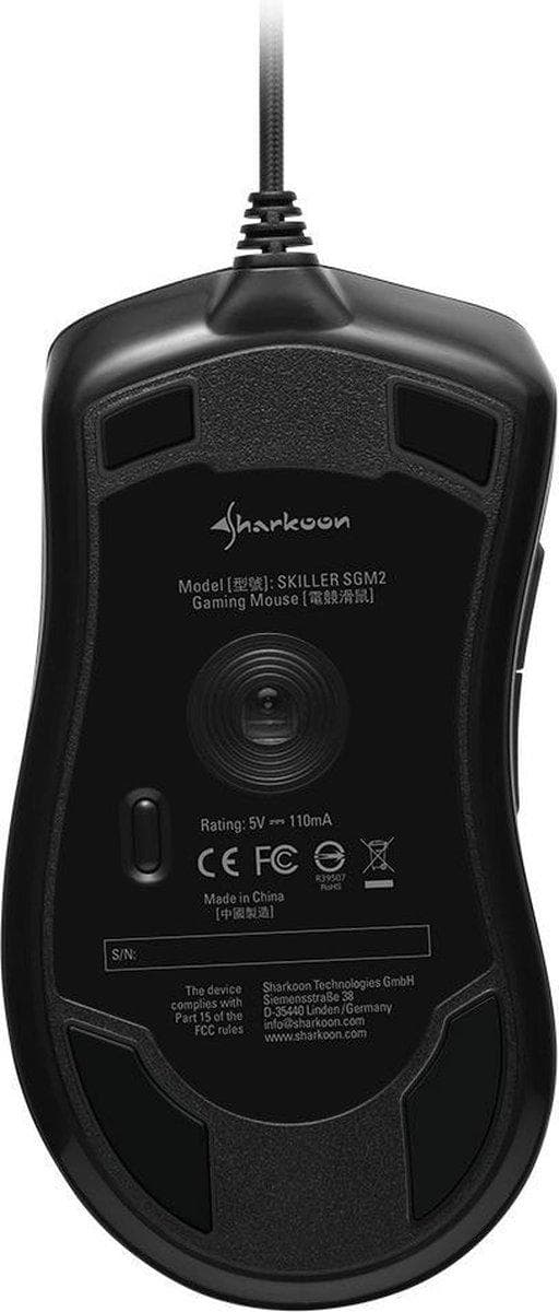 Sharkoon Skiller SGM2 mus Högerhänt USB Type-A Optisk 6400 DPI