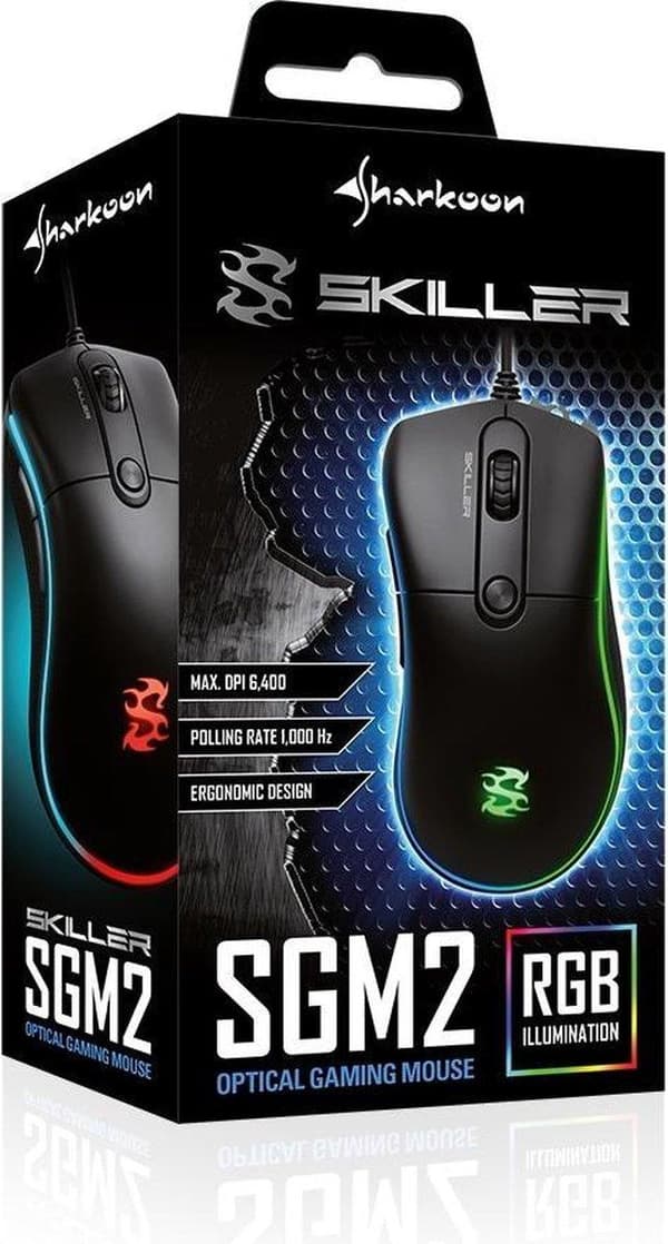 Sharkoon Skiller SGM2 mus Högerhänt USB Type-A Optisk 6400 DPI