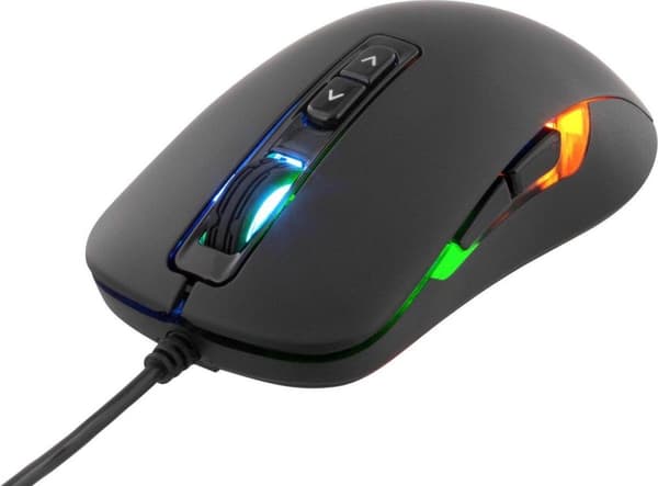 DELTACO GAM-029 Optisk spelmus, 7 knappar, LED-belysning, USB 2.0, max 2000 DPI svart Svart