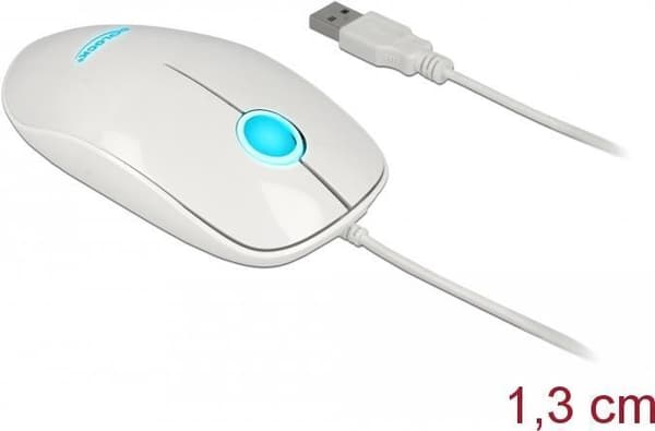 DeLOCK 12537 -hiiri, kaksipuolinen USB Type-A optinen 1200 DPI (12537) Valkoinen